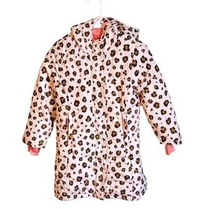 Girls Pink‎ Leopard Amazon Essentials Puffer Coat Hooded Winter Warm Size Small